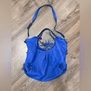 Vince Camuto Cris Shopper Carryall Purse Blue Leather Hobo